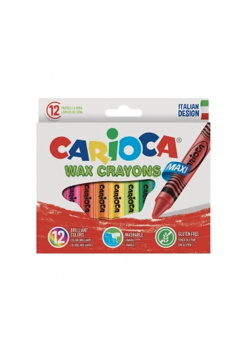 Carioca Wax Crayons Maxi Yıkanabilir Jumbo Mum Boya 12 Renk