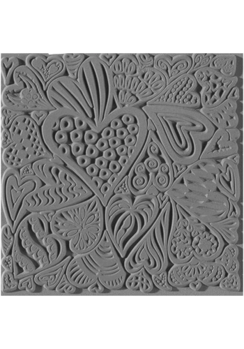 Cernit Texture Plate Silikon Polimer Kil Desen ve Doku Kalıbı 9x9 cm. HEARTS