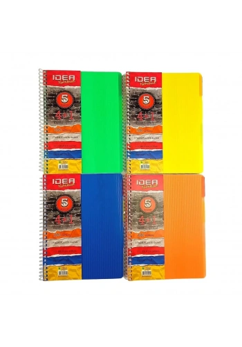 Çınar PP Kapak Spiralli Okul Defteri Idea 4+1 Separatörlü 17x24cm 150yp (4 Kareli ve 1 Çizgili)