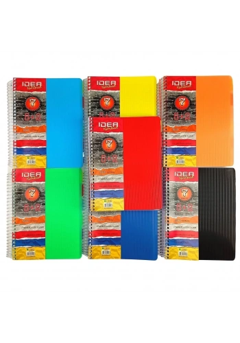 Çınar PP Kapak Spiralli Okul Defteri Idea 5+2 Separatörlü 17x24cm 210yp (5 Kareli ve 2 Çizgili)