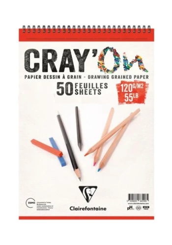 Clairefontaine Crayon Çizim Blok Üstten Spiralli 120gr A5 50 Sayfa