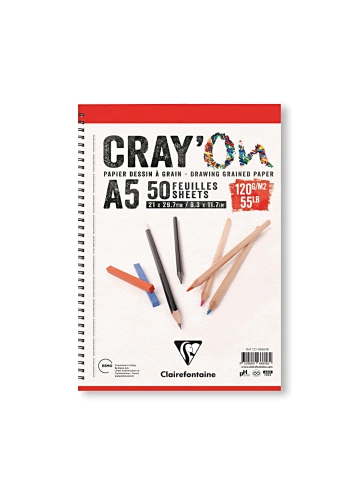 Clairefontaine Crayon Çizim Blok Yandan Spiralli 120gr A5 50 Sayfa