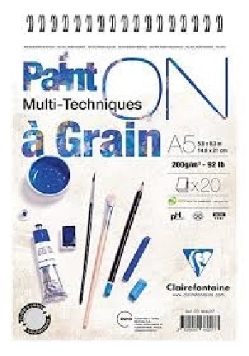 Clairefontaine Paint On A Grain Çok Amaçlı Blok A5 20 Sayfa