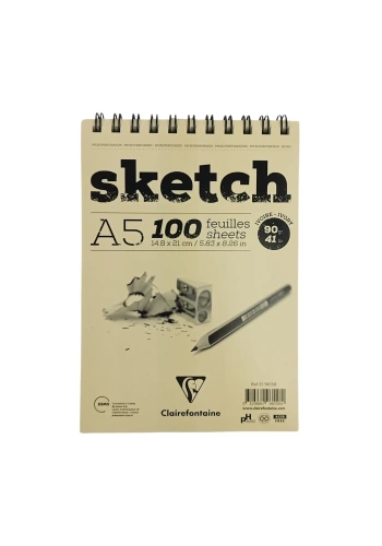 Clairefontaine Spiralli Sketch Eskiz Çizim Defteri A5 90gr 100yp