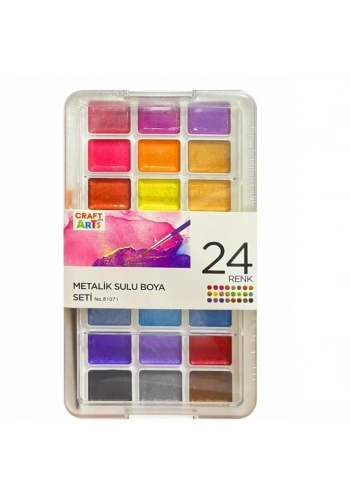 Craft And Arts Tablet Sulu Boya Seti Metalik Renkler 24 Renk x 30 mm.