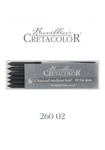 Cretacolor Charcoal Kömür Portmin Kalem Ucu 5.6mm 6lı Medium 26002