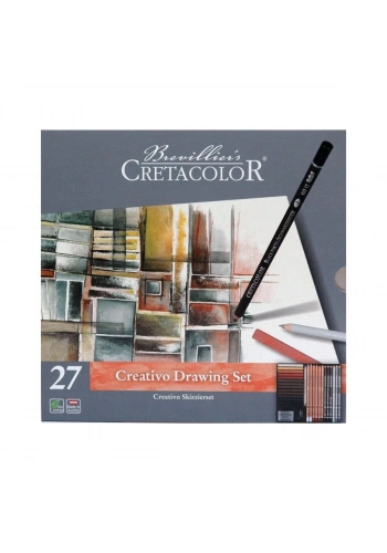 Cretacolor Creativo Drawing Set Premium Çizim Seti Metal Kutu 27 Parça 40031