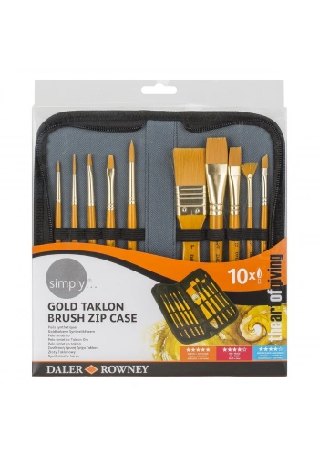 Daler Rowney Gold Taklon 10lu Çantalı Fırça Seti