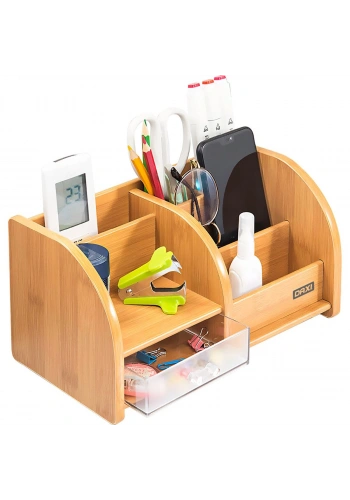 Daxi Bambu Ahşap Çekmeceli Kalemlik Çok Amaçlı Masaüstü Makyaj Düzenleyici Organizer