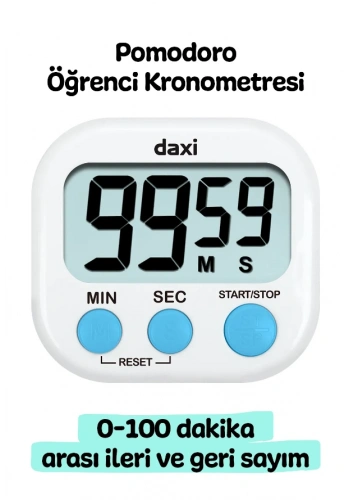 Daxi Dijital Zamanlayıcı Geri Sayım Özellikli Alarmlı Kronometre BEYAZ