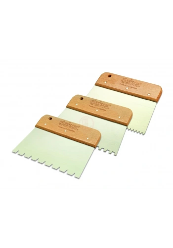 Dekor Hassan Fayans Tarağı Ahşap Saplı Kare Diş 8x8 mm Paslanmaz Çelik 17 Cm