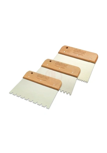 Dekor Hassan Fayans Tarağı Ahşap Saplı Kare Diş 8x8 mm Yay Çeliği 17 Cm