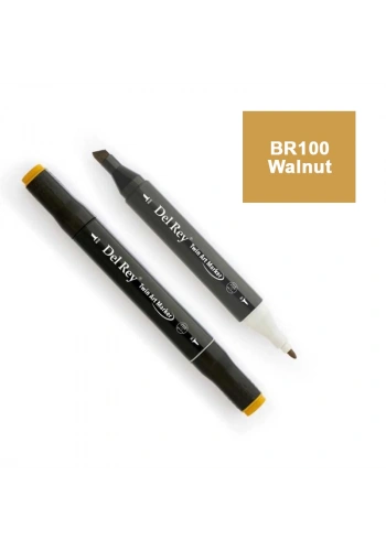 DEL REY TWIN MARKER BR100 WALNUT ÇİFT UÇLU GRAFİK KALEMİ MN-DR100