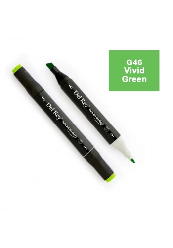 DEL REY TWIN MARKER G46 VİVİD GREEN  ÇİFT UÇLU GRAFİK KALEMİ MN-DR046