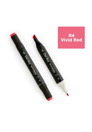 DEL REY TWIN MARKER R4 VİVİD  RED ÇİFT UÇLU GRAFİK KALEMİ MN-DR004