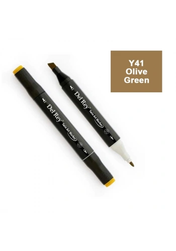 DEL REY TWIN MARKER Y41 OLİVE GREEN  ÇİFT UÇLU GRAFİK KALEMİ MN-DR041