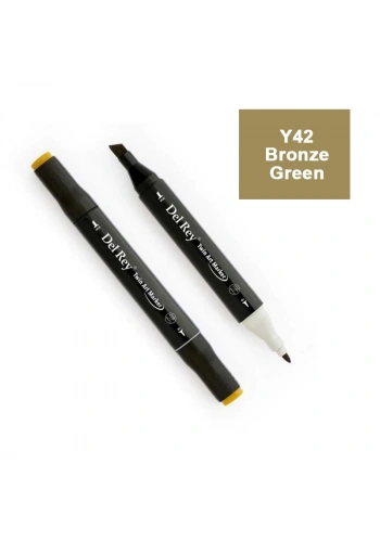 DEL REY TWIN MARKER Y42 BRONZE GREEN ÇİFT UÇLU GRAFİK KALEMİ MN-DR042