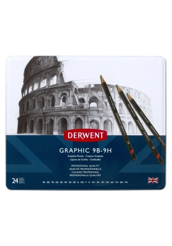 Derwent Graphic Dereceli Karakalem 24lü Set 9b 9h Arası Tonlar