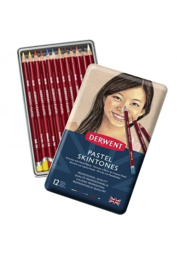 Derwent Pastel Pencil Skintones Teneke Kutu Pastel Boya Kalem Seti 12 Renk Ten Renkleri