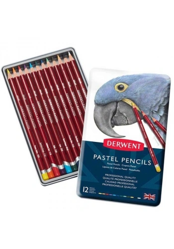 Derwent Pastel Pencil Teneke Kutu Pastel Boya Kalem Seti 12 Renk
