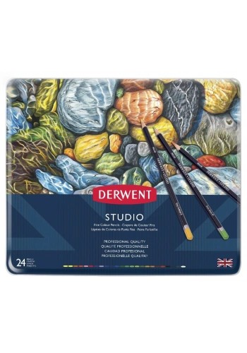 Derwent Studio Pencils Kuruboya Kalemi 24lü Teneke Kutu
