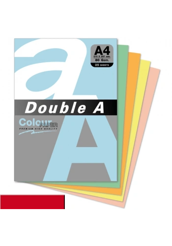 Double A Renkli Kağıt 25 Lİ A4 80 GR Kırmızı