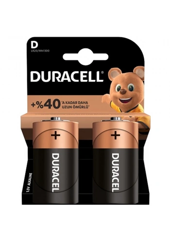 Duracell Alkalin Büyük Boy Pil (D) 2 Lİ Kartela