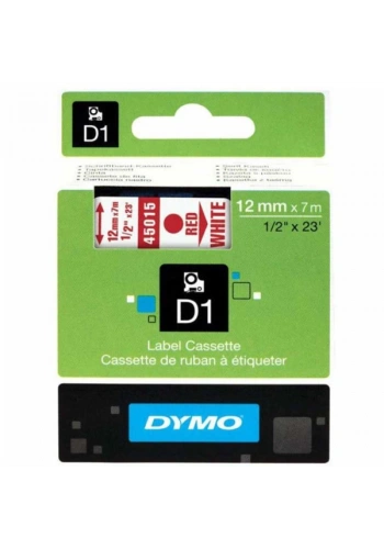Dymo D1 Şerit Standart 12 MMx7 MT Beyaz Üzerine Kırmızı 45015