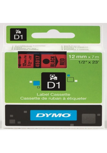 Dymo D1 Şerit Standart 12 MMx7 MT Kırmızı Üzerine Siyah 45017