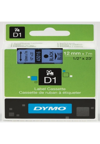 Dymo D1 Şerit Standart 12 MMx7 MT Mavi Üzerine Siyah 45016