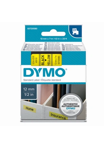 Dymo D1 Şerit Standart 12 MMx7 MT Sarı Üzerine Siyah 45018 S0720580
