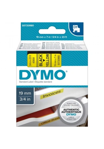 Dymo D1 Şerit Standart 19 MMx7 MT Sarı Üzerine Siyah 45808 S0720880