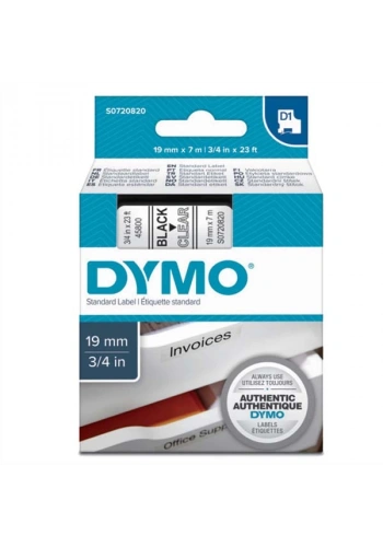 Dymo D1 Şerit Standart 19 MMx7 MT Şeffaf Üzerine Siyah 45800