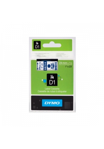 Dymo D1 Şerit Standart 24 MMx7 MT Beyaz Üzerine Mavi 53714