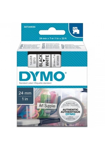 Dymo D1 Şerit Standart 24 MMx7 MT Beyaz Üzerine Siyah 53713