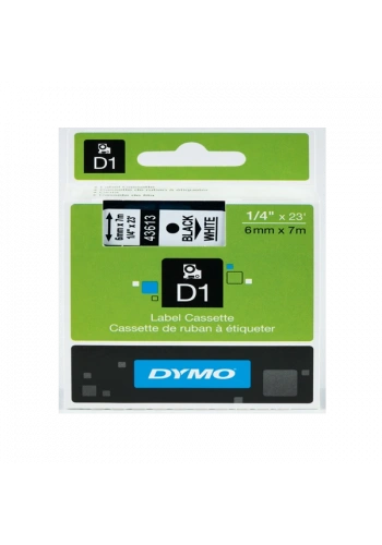 Dymo D1 Şerit Standart 6 MMx7 MT Beyaz Üzerine Siyah 43613
