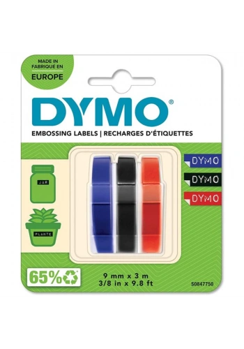 Dymo Kabartma Şerit 9mmx3mt 3 Lü Bls K/S/M S0847750
