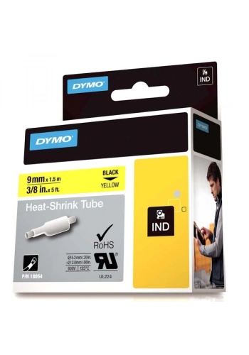 Dymo Rhinopro Isıyla Küçülen Şerit 9 MMx1,5 M Sarı/Siyah