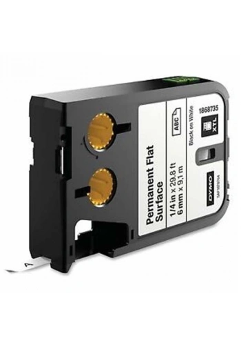 Dymo XTL Sabit Polyester Düz Yüzey 6 MM x 9,1 M  Beyaz/Siyah 1868735