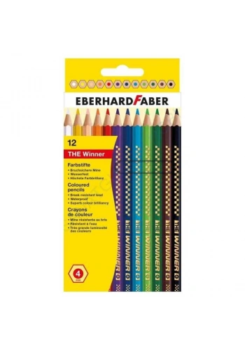 Eberhard Faber THE Winner Kalın Altıgen Kuru Boya 12 Renk