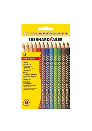 Eberhard Faber TRI Winner Kalın Üçgen Kuru Boya 12 Renk