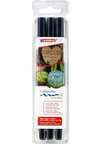Edding 1255 Kaligrafi Kalem Seti 2.0mm 3.5mm 5.00mm Siyah