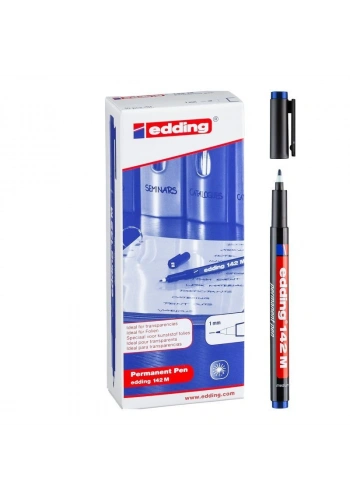 Edding 142 M Çok Amaçlı Permanent Kalem (Asetat Kalemi) MAVİ 10lu Kutu