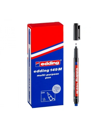 Edding 149 M Çok Amaçlı Permanent Kalem (Silgili Asetat Kalemi) SİYAH 10lu Kutu