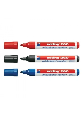 Edding 260 Whiteboard Marker Yazı Tahtası Kalemi Seti 3lü Siyah, Kırmızı, Mavi