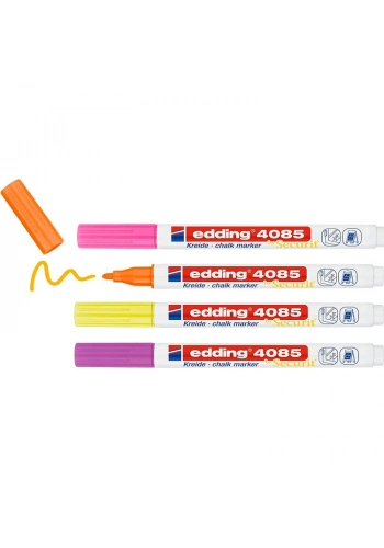 Edding 4085 Sıvı Tebeşir Kalemi Seti 4 Renk Blister FOSFORLU