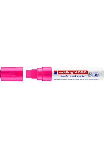 Edding 4090 Kara Tahta ve Cam için Likit Tebeşir Kalemi 15 mm Kesik Uç FOSFORLU PEMBE