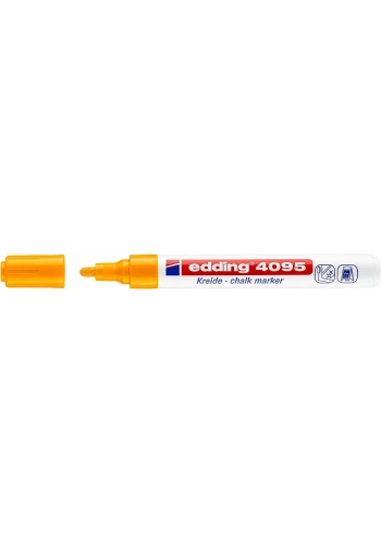 Edding 4095 Kara Tahta ve Cam için Likit Tebeşir Kalemi 3 mm Yuvarlak Uç FOSFORLU TURUNCU