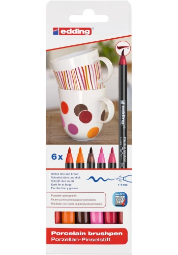 Edding 4200/6S Porselen Kalemi1-4mm 6 lı Set Sıcak Renkler