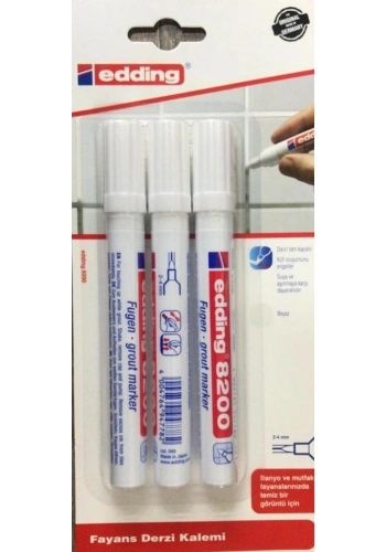 Edding 8200 Fayans Derzi Dolgu Kalemi 3lü BEYAZ